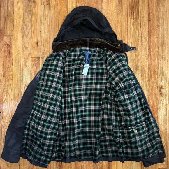 Polo Ralph Lauren Mens Biker Hunting Parka Lined Belted Sz Medium Dk Brown - Picture 3 of 16